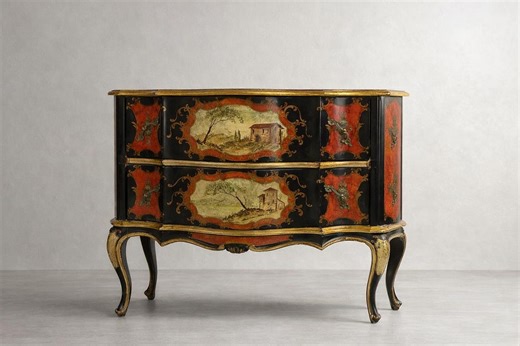 Commode vénitienne laquée vintage des années 1950 – Commode italienne unique peinte à la main - Etsy France