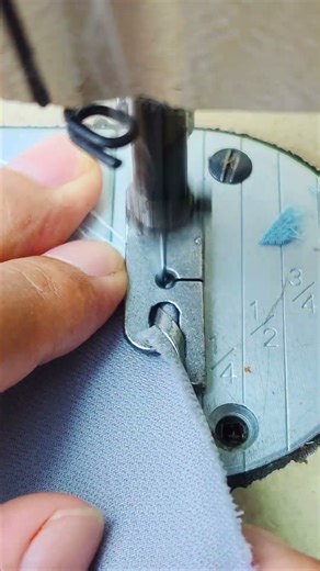 sewing the edge of the fabric using a special foot