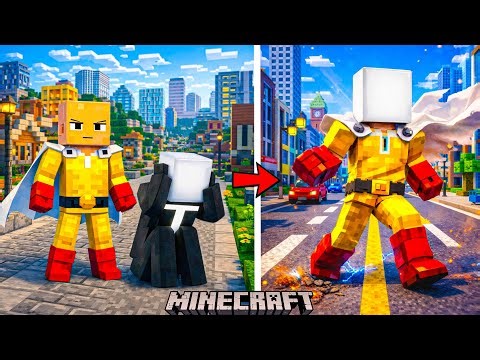 လက်သီးဘုရင် One Punch Man ဆီမှာ 24နာရီ ပညာသင်ယူခဲ့ပါတယ်။။ I Became Saitama in Minecraft.