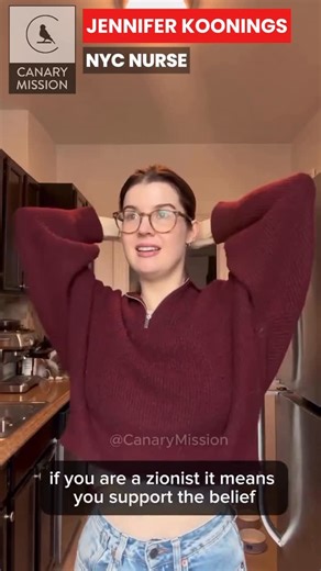 Canary Mission on Instagram: "NYC nurse Jennifer Koonings melts down into a full-blown anti-America and antisemitic rant: “Pedophilia is at the heart of the United States of America and New York City.” “If you’re a Zionist, you are a pedophile.”"