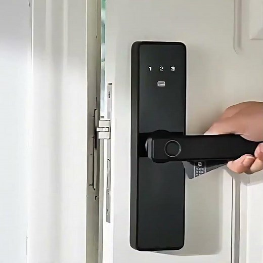 Semi-automatic smart door lock password card key fingerprint Tuya app smart remote unlocking
