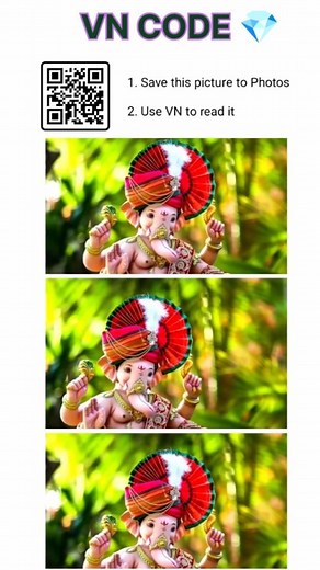 VN QR code template | Ganesh chaturthi🎂..Trending VN CODE 🔥USE THIS SOUND 👇 Step 1: Take a screenshot of this reel Step 2: Open VN Video editor app Step 3:... | Instagram