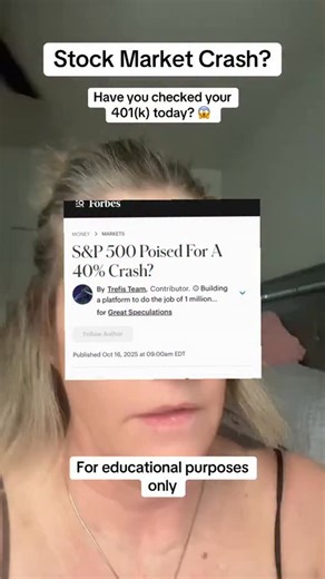 Your 401(k) plummeting in today? The stock market hit a critical P/E ratio known as “the Schiller P/E ratio (cape) #401k #stockmarketcrashal purposes #marketcrash #rothira #foreducationalpurposesonly #stocks #Crypto #Investing #InvestingForBeginners #InvestingOne01 #InvestingTips #FYP #Followers #Economy #EconomyCrisis #EconomicCrisis #EconomyCollapse #DidYouKnowThis #retirementplanningtips #retirementplans #savingmoneytipsandtricks #budgetingtips #moneytok #personalfinances #october2025 #Donald