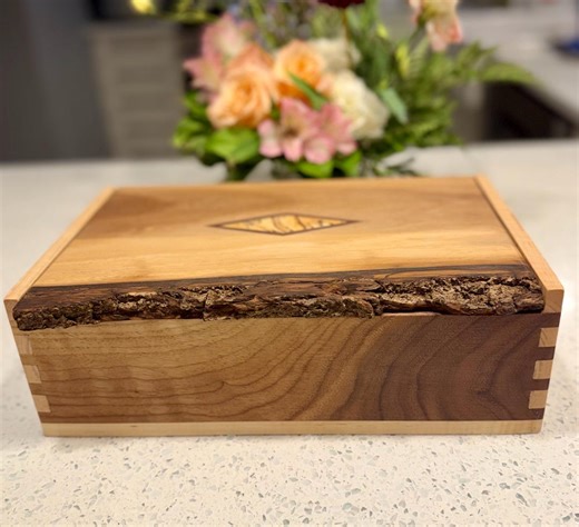 Handmade Black Walnut Keepsake Box: Spalted Maple Inlay, Live Edge - Etsy