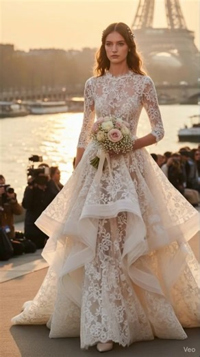 Iconic Paris Bridal Moment: The Perfect Lace Wedding Gown 🇫🇷✨