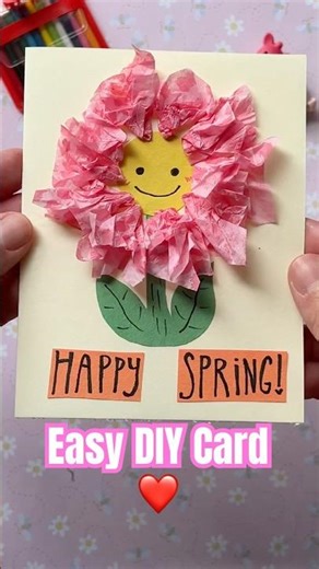 How to Make a FLOWER Handmade Card | DIY Tissue Paper Flower Greeting Card