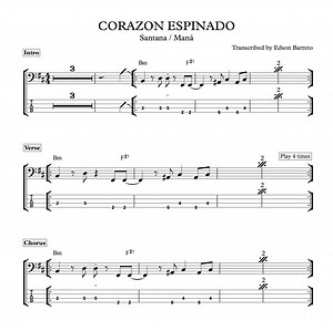 CORAZON ESPINADO (Santana ft. Maná) Bass Score & Tab Lesson - Edson Renato Vitti Barreto | Hotmart
