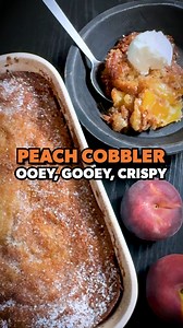 Peach cobbler with frozen peaches 🍑 This cobbler recipe uses frozen peaches and two secret ingredients that will blow your mind. Sweet, golden and packed with flavor. This will be your go-to dessert of summer. #peachcobbler #castirondessert #girlscangrill | Girls Can Grill