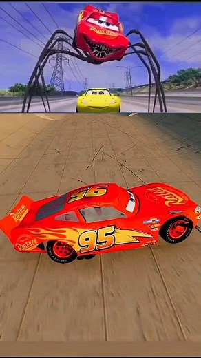 Red Lightning McQueen vs GIANT Monster Spider Car – Can He Escape? 🔥😱