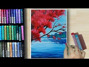How To Draw Cherry Blossom Tree (step by step) Tutorial - Oil Pastel Drawing/Painting