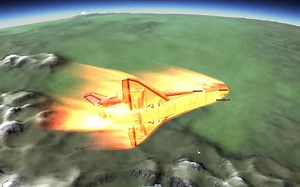 KSP：航天飞机载入大气时，速度过快，使用危险的侧滑方式来减速