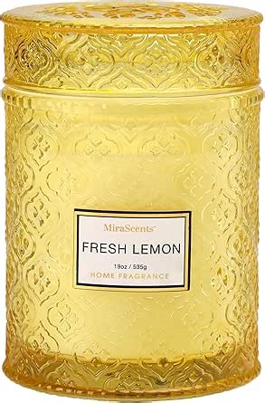 Lemon Scented Candles, 19oz Aromatherapy Candles Gifts for Women, Yellow Luxury Large Decorative Candles in Glass, Natural Soy Wax for Home