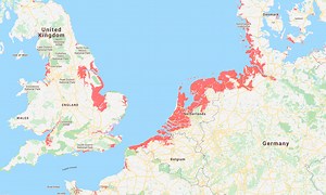 Coastal Risk Screening Tool: Land projected to be below annual flood level