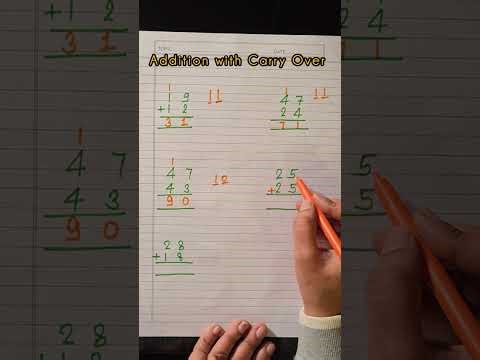 Addition with Carry Over/ 1st Grade Maths/ 2nd Grade Maths/ 1st Class Maths/ 2nd Class Maths