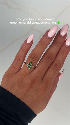 Green emerald engagement ring