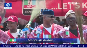 'Eleyi of Ogun State': Kayode Fayemi introduces Dapo Abiodun at APC Ekiti rally. The title is a play on Bola Tinubu's reference to Governor Abiodun during the former's presidential campaign visit to Ogun State earlier this month. | Channels Television