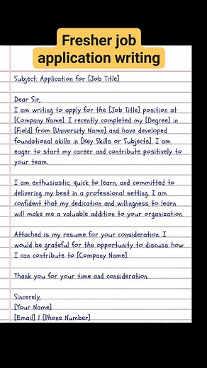 Fresher job application writing #fresherjobs #jobapplication | English Class