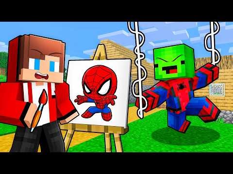 JJ and Mikey Use DRAWING MOD To Become SUPERHEROES in Minecraft - Maizen