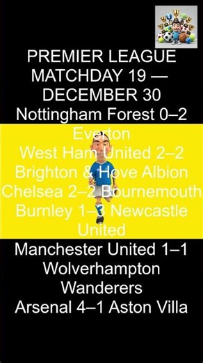 Premier League Matchday 19 Results | Arsenal 4–1 Aston Villa | Full Review