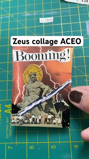 Mixed media collage Zeus ACEO #artchannel #art #collage