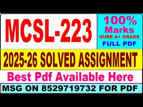 MCSL 223 solved assignment 2025-26 || mcsl 223 solved assignment 2026 in English || ignou mcsl223
