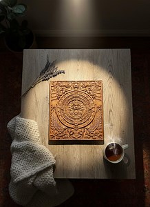24" X 21" Aztec Mayan Calendar Wood Carving Wall Art | Mesoamerican Relief Plaque | Ancient Cultural Home Decor Gift - Etsy