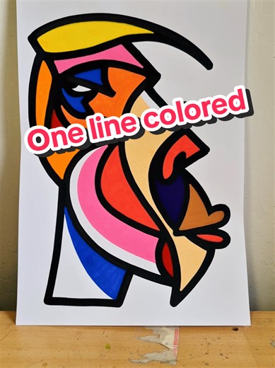 One line colored ✍️🎨💥 #onelinedrawing #linearttutorial #arttips #quickart #coloringtherapy