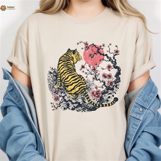 Retro Tiger T-shirt, Wildcat Shirt, Vintage Boho Shirt, Men & Women's Unisex Graphic Tee - Etsy