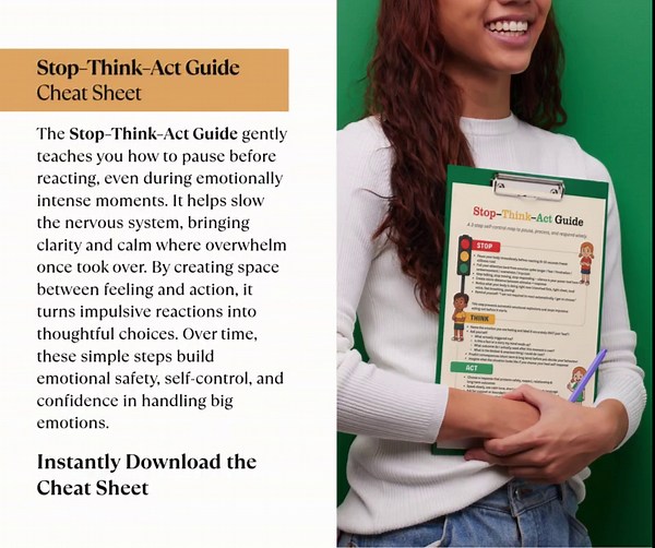 Stop Think Act Guide, Emotional Regulation and Self Control Chart for Kids - Etsy