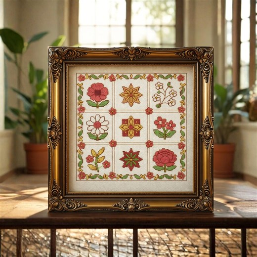 Flower Sampler Cross Stitch Chart PDF Counted Floral Embroidery Pattern Instant Download - Etsy