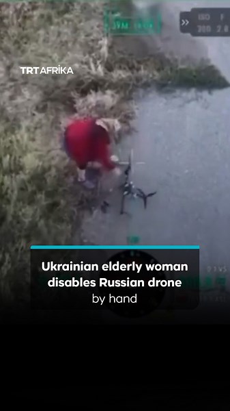 Ukraine Elderly Woman Disables Russian Drone