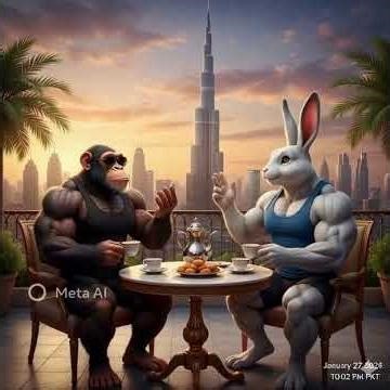 Monkey And Rabbit Tea Party In Dubai😯 #monkey #cuteanimal