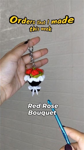 Crochet keychains 😍✨| Crochet Red Rose bouquet keychain #crochet #keychain #handmade #foryou #fyp