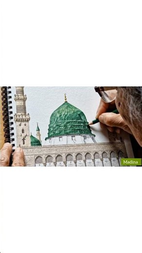 My Heart is in Madinah 💚 Masjid-e-Nabawi Drawing #shorts