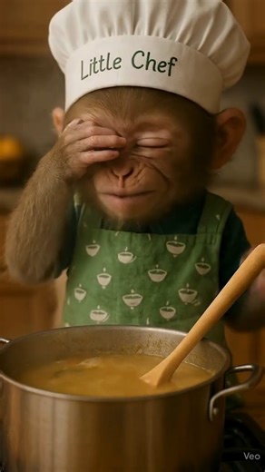 Adorable Momo making Soup gets Steam on the face #cute #trending #ytshorts #shorts