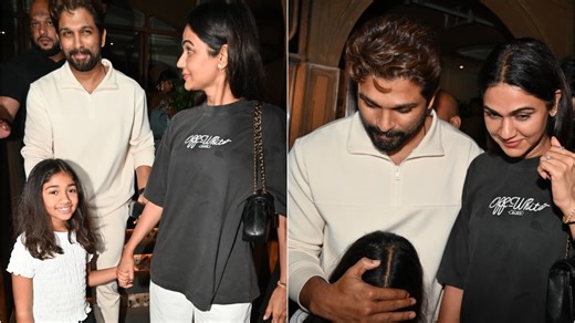 Allu Arjun steps out for a family dinner in Mumbai, shields daughter from camera flashes