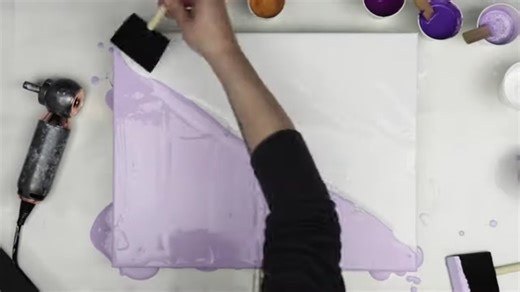 Purple with a Pop Split Color Dutch Pour