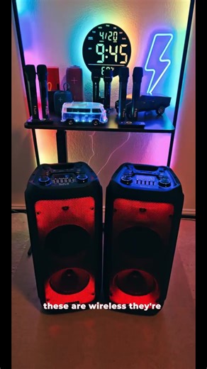 Nova Portable Rechargeable Karaoke Bluetooth Speaker by Fuzix – Dual Wireless Microphones, Dynamic LED Lights, FM Radio, USB, Micro SD with Remote Audio Card Remote Control