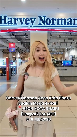 NATNAT on Instagram: "Harvey Norman Aeon Kota Bharu Jualan Mega 4-Hari sekarang dekat Aeon Kota Bharu Carpark Lot ABC 🛒✨ Banyak barang rumah & elektrik tengah sale, senang sebab semua kat carpark je. Paling best, Belkin adapter cuma RM9.90 (asal RM69.90) dengan pembelian apa-apa barang 🤍 Dan dekat sini boleh buat ansuran sehingga 60 bulan dengan 0% interest. Kalau memang tengah cari barang rumah, ni timing yang cantik. Jom singgah dari 5 – 8 Februari 👀🔥 @harveynormanmy #harveynorman #harveyn