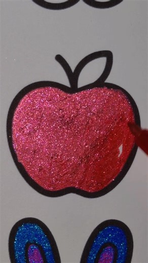Apple colored with grabie glitter markers (I don't use these very often - I use pens!) #glittercoloring #ASMR #coloring #art #satisfying #fblifestyle | Alba Leon Coloring Books