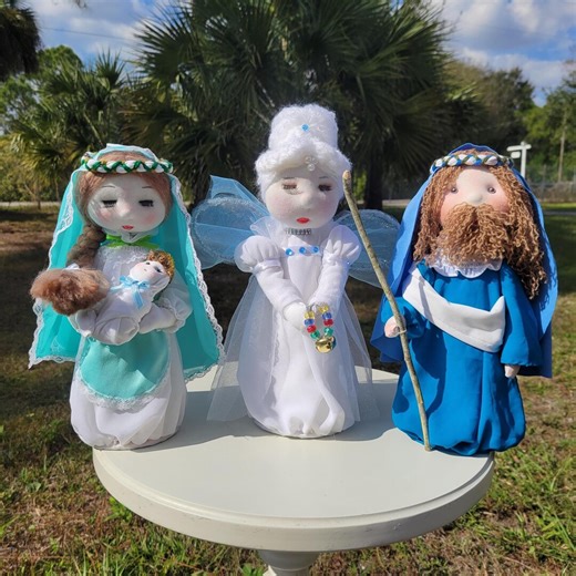 Handmade Nativity Set- Joseph, Mary, Baby Jesus and Angel - Etsy