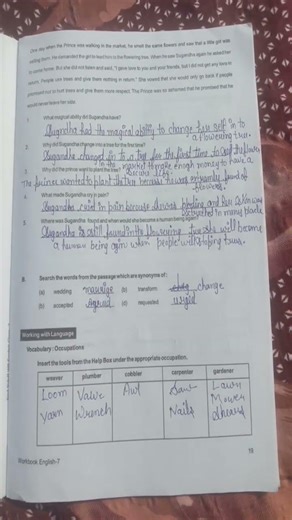 Class 7th English workbook chapter -4 the ashes that made trees bloom