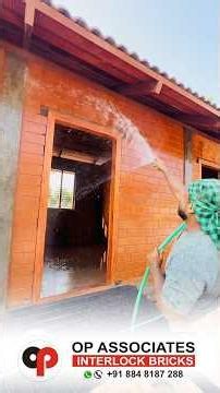 Soil solid laterite interlocking bricks water curing after pointing#laterite #pointing #interlocking