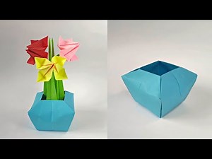 Easy origami VASE | How to make a flower vase