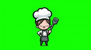 Cute chef 2d looping animation with green screen