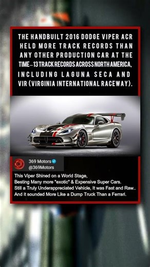 The Hand built ACR Dodge Viper ACR Held More Records Than Any Other Car
