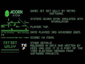 Jet Set Willy by Retro Software - Acorn Atom - Emulated, Atomulator - 10 items.