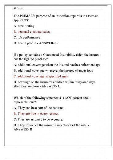 PEARSON VUE LIFE INSURANCE EXAM 2 LATEST VERSIONS 2024 VERSION A AND B COMPLETE 170 QUESTIONS AND CO