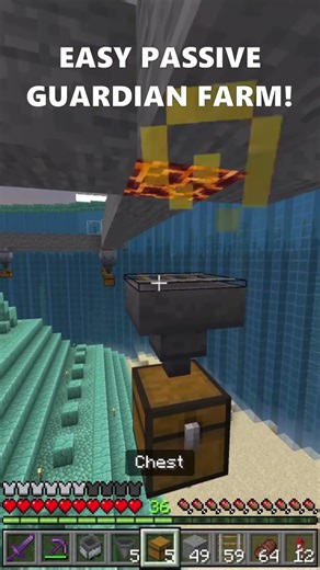 EASIEST Guardian Farm #minecraft #gaming #minecraftfarm #shorts #easy #lofi #minecraftbuilding