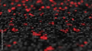 Visualization digital big data generated by artificial intelligence neural networks software source technologies of future seamless loop animation black red abstract information technology dolly shot